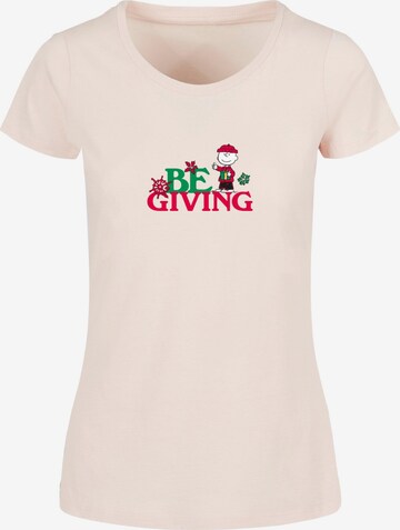 Merchcode Shirt 'Peanuts Be Giving' in Pink: front