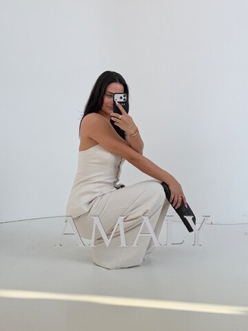 AMALY Loosefit Παντελόνι πλισέ σε μπεζ