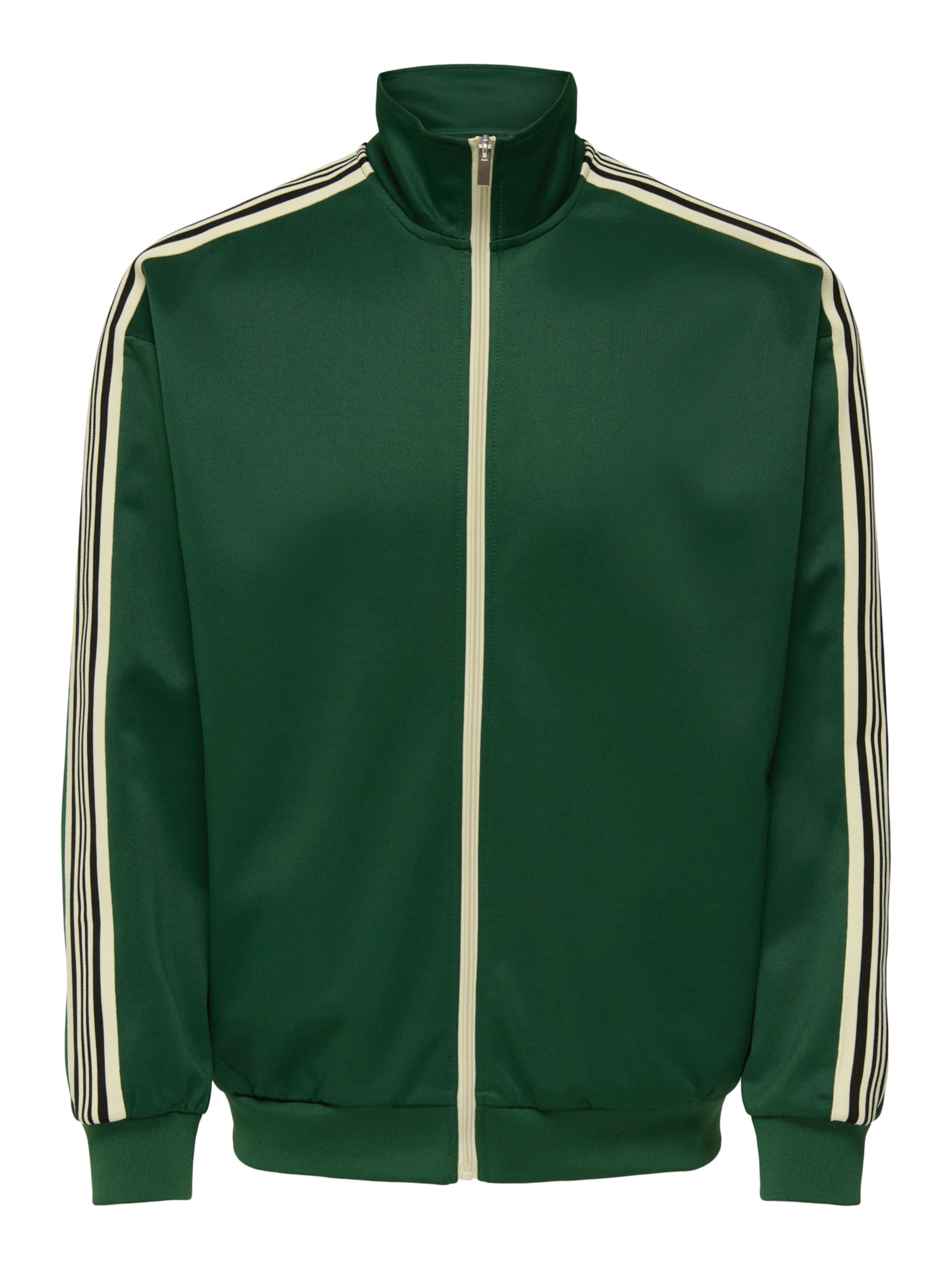 Only & Sons Zip-Up Hoodie 'ONSRIBER' in Green: front