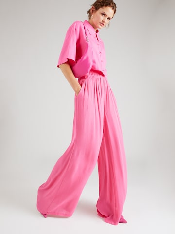 Misspap - Perna larga Calças em rosa