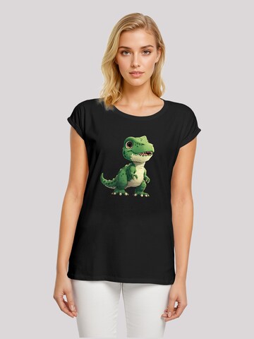 F4NT4STIC Shirt 'Süßer Grüner Dino' in Zwart: voorkant
