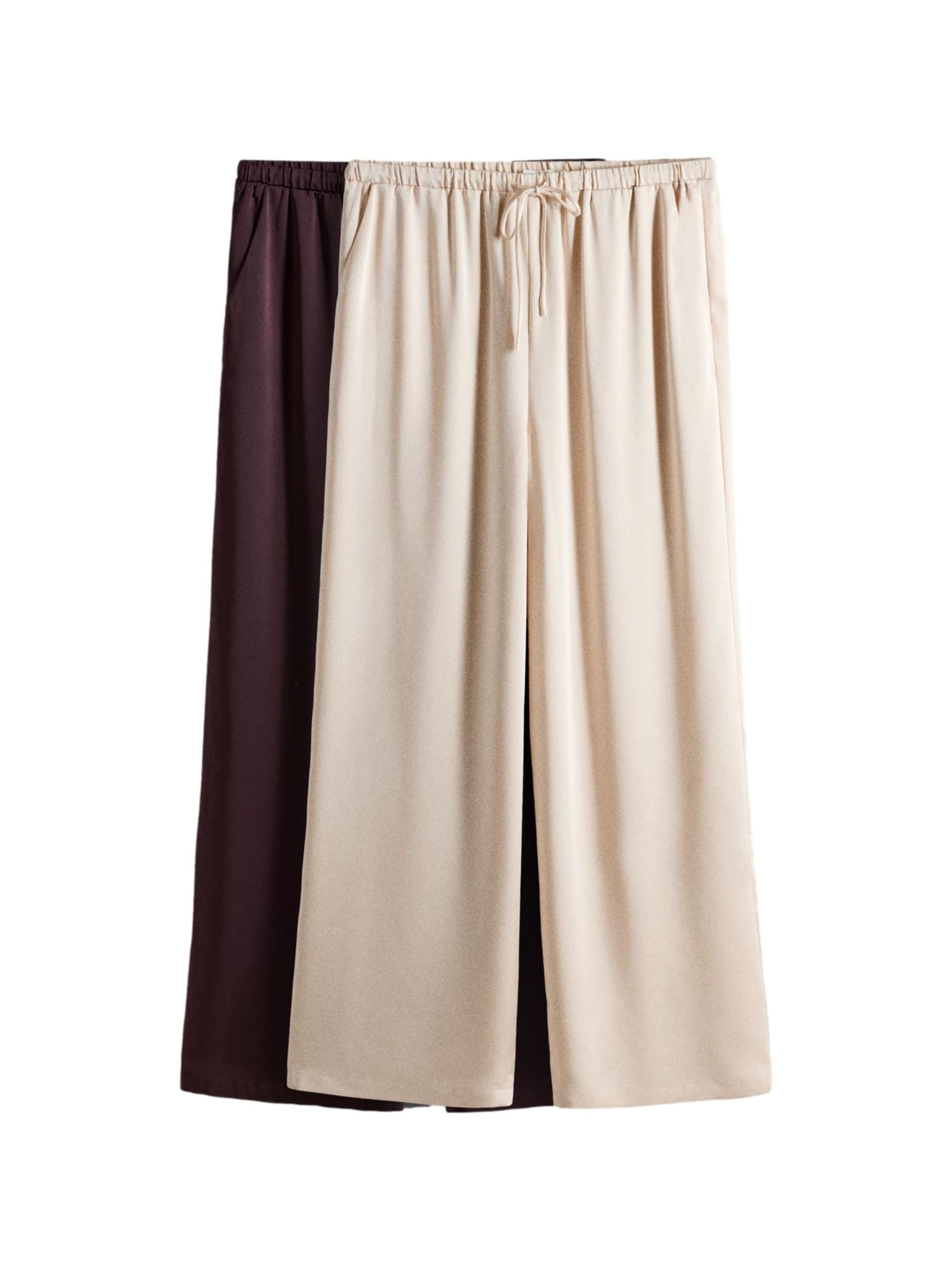 Wide Leg Pantalon The Set en beige : devant
