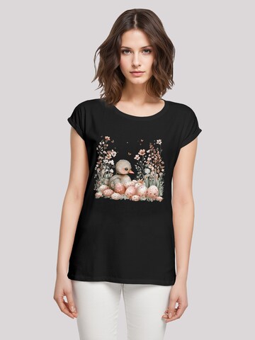T-shirt 'Ente Ostereier Blumen Küken' F4NT4STIC en noir : devant