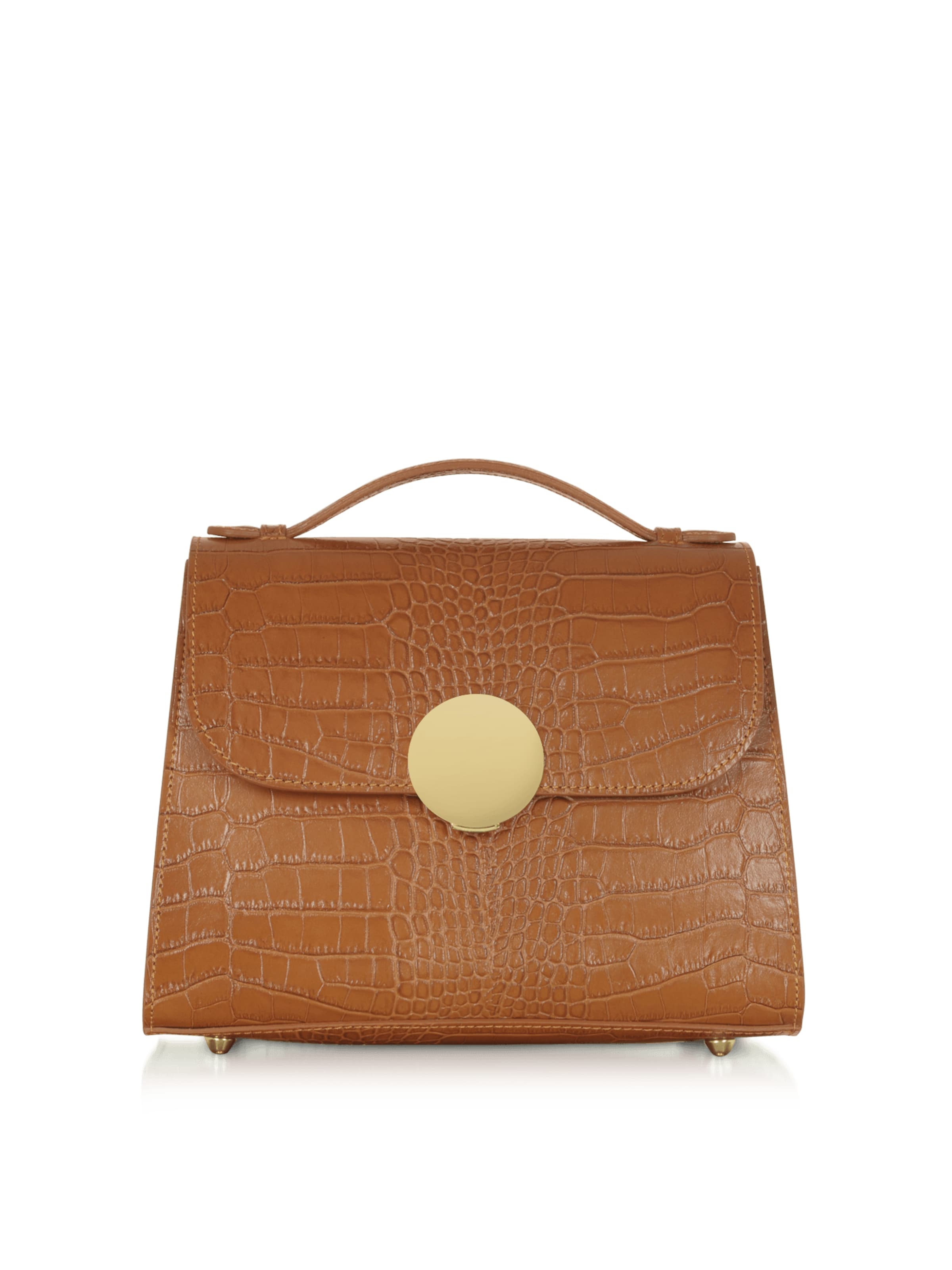 LeParmentier Handtas 'Bombo Croco' in Bruin: voorkant