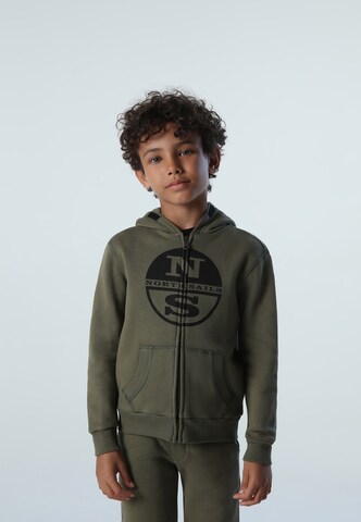 North Sails Zip-Up Hoodie in Green: front