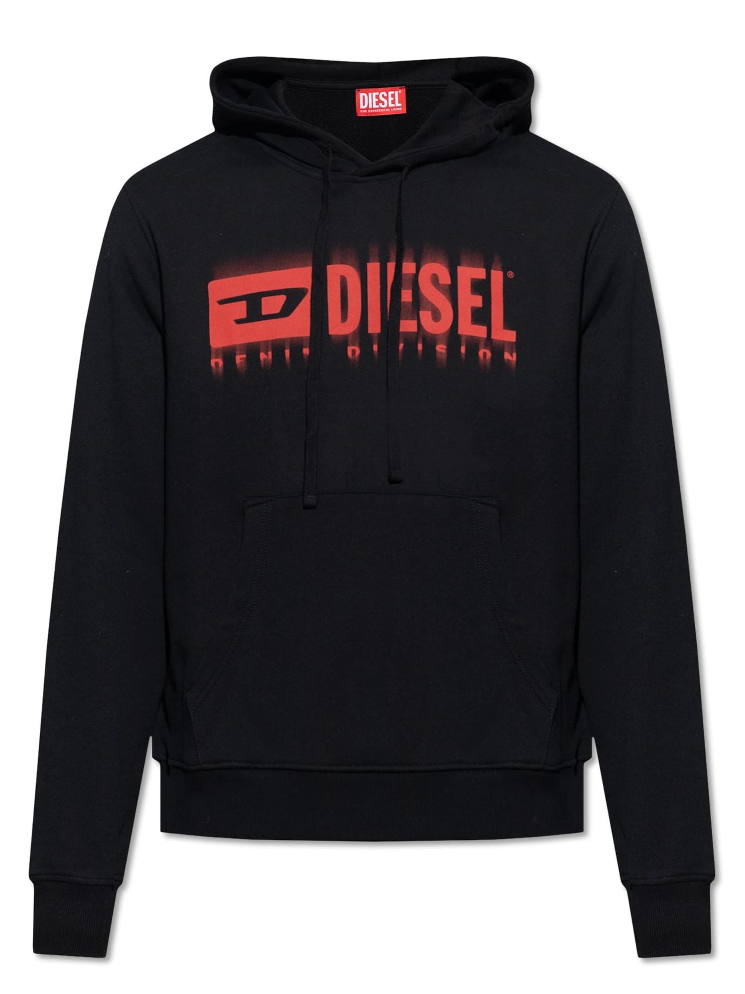 DIESEL Sweatshirt 'S-GINN-HOOD-L5' in Zwart: voorkant