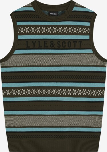 Lyle & Scott Мъжки плетен пул�овер без ръкави 'Glenn' в тюркоазен / тъмнозелено / бяло, Преглед на продукта