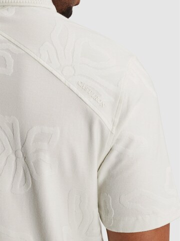 CAST IRON Shirt 'Polo shirt with allover jacquard pattern' in Wit