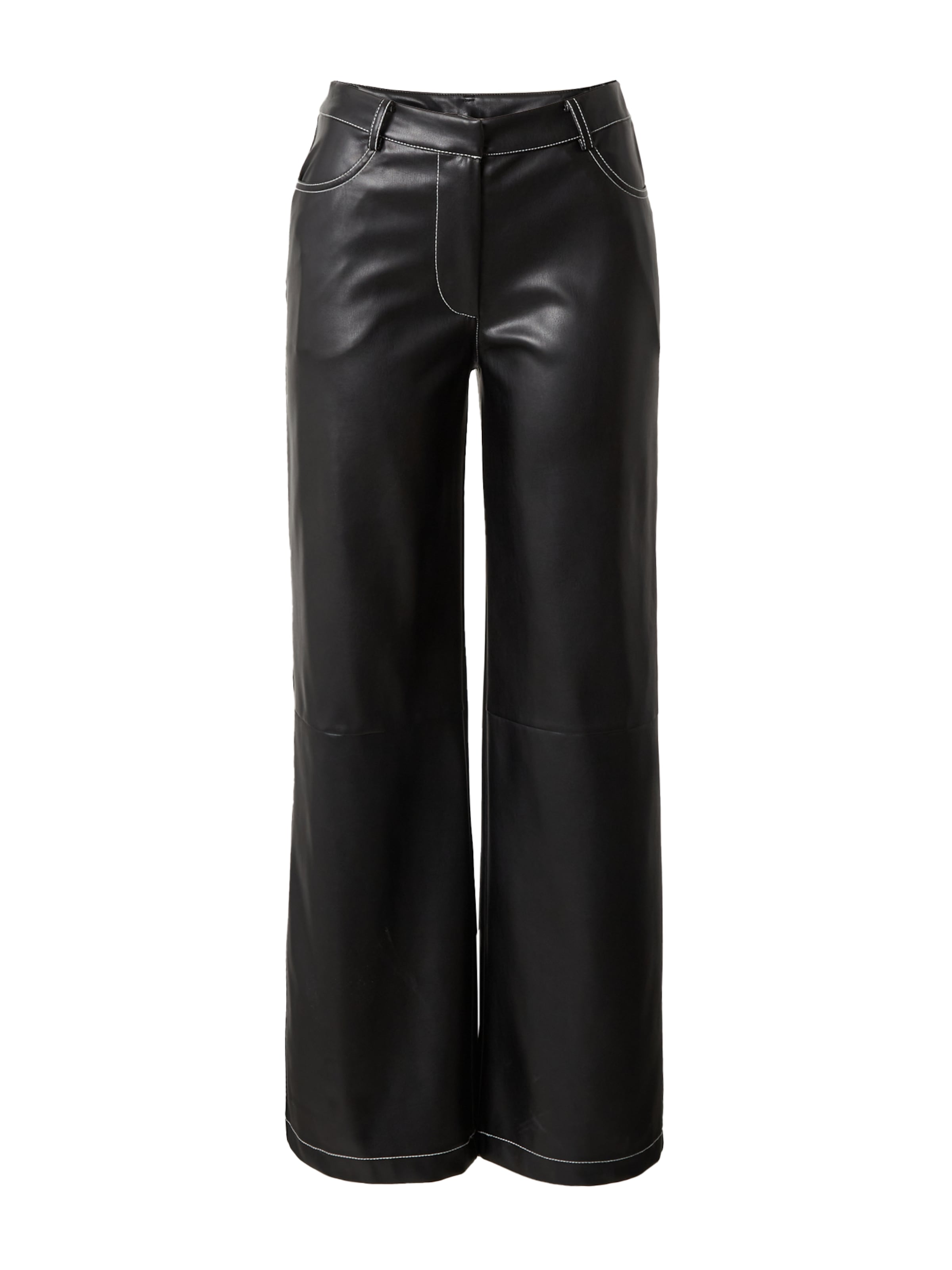 melns LENI KLUM x ABOUT YOU Platas staras Bikses 'Jo': no priekšpuses