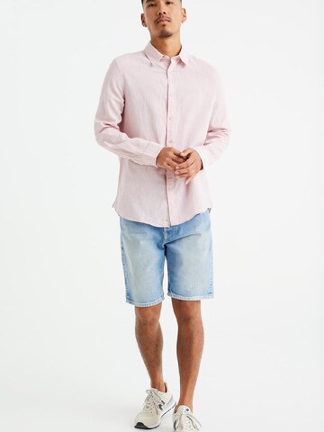 WE Fashion Slim fit Button Up Shirt in Pink