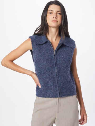 Cartoon Knitted Vest in Blue: front