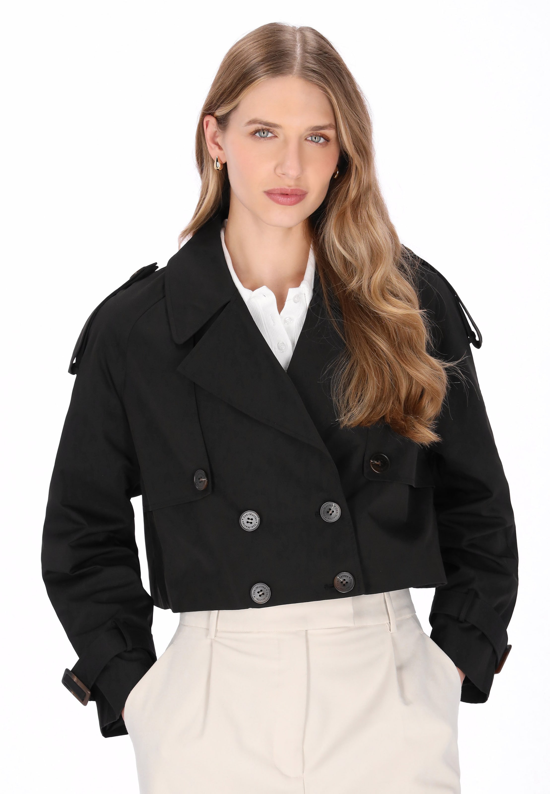 DreiMaster Klassik Between-Seasons Coat 'Classic' in Black: front