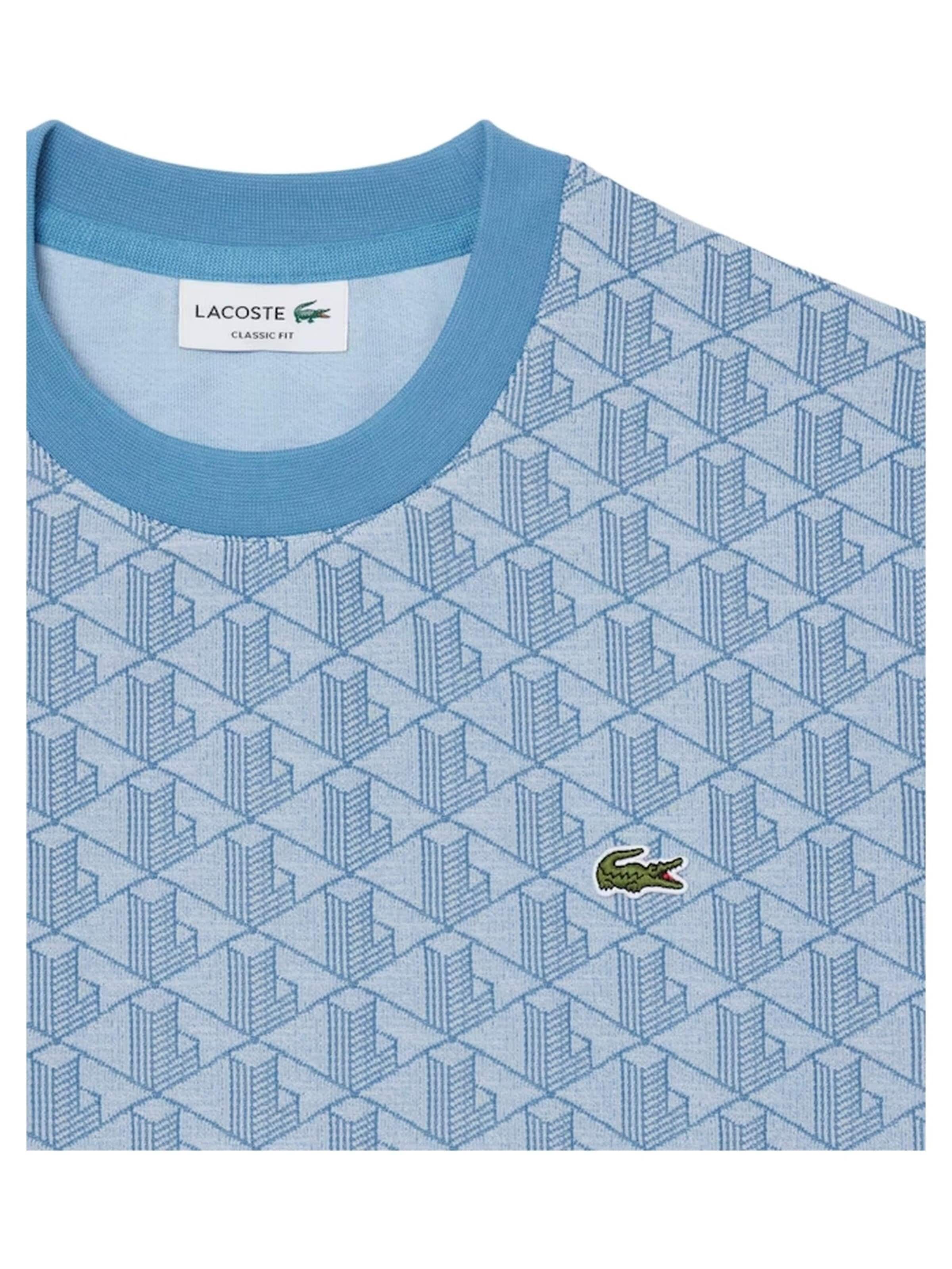 LACOSTE Tričko 'Camiseta lacoste celeste jaquard monogram tee' – modrá
