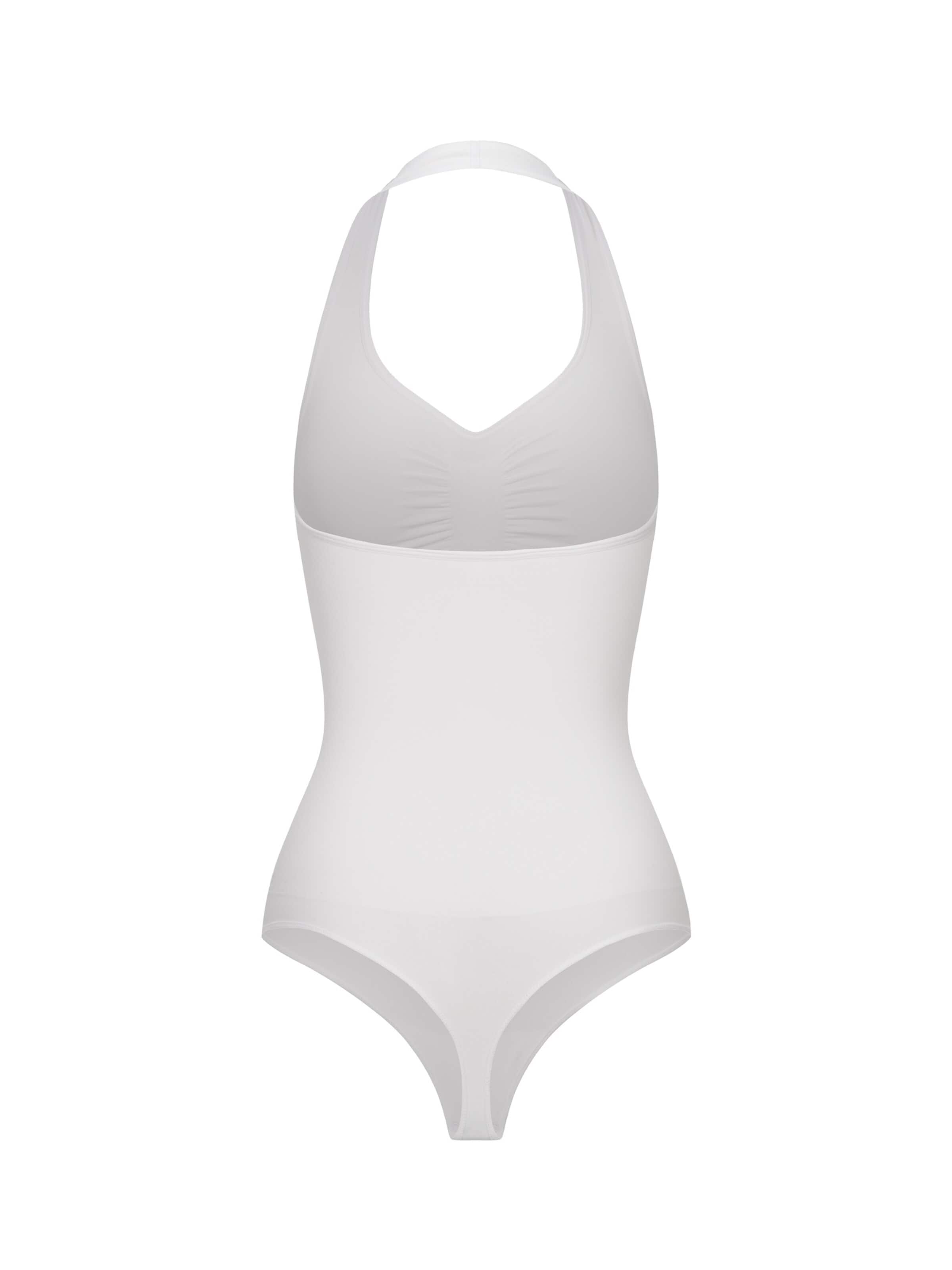 Body modellante 'Neckholder Shapewear mit String' di cfab (formerly creamy fabrics) in bianco