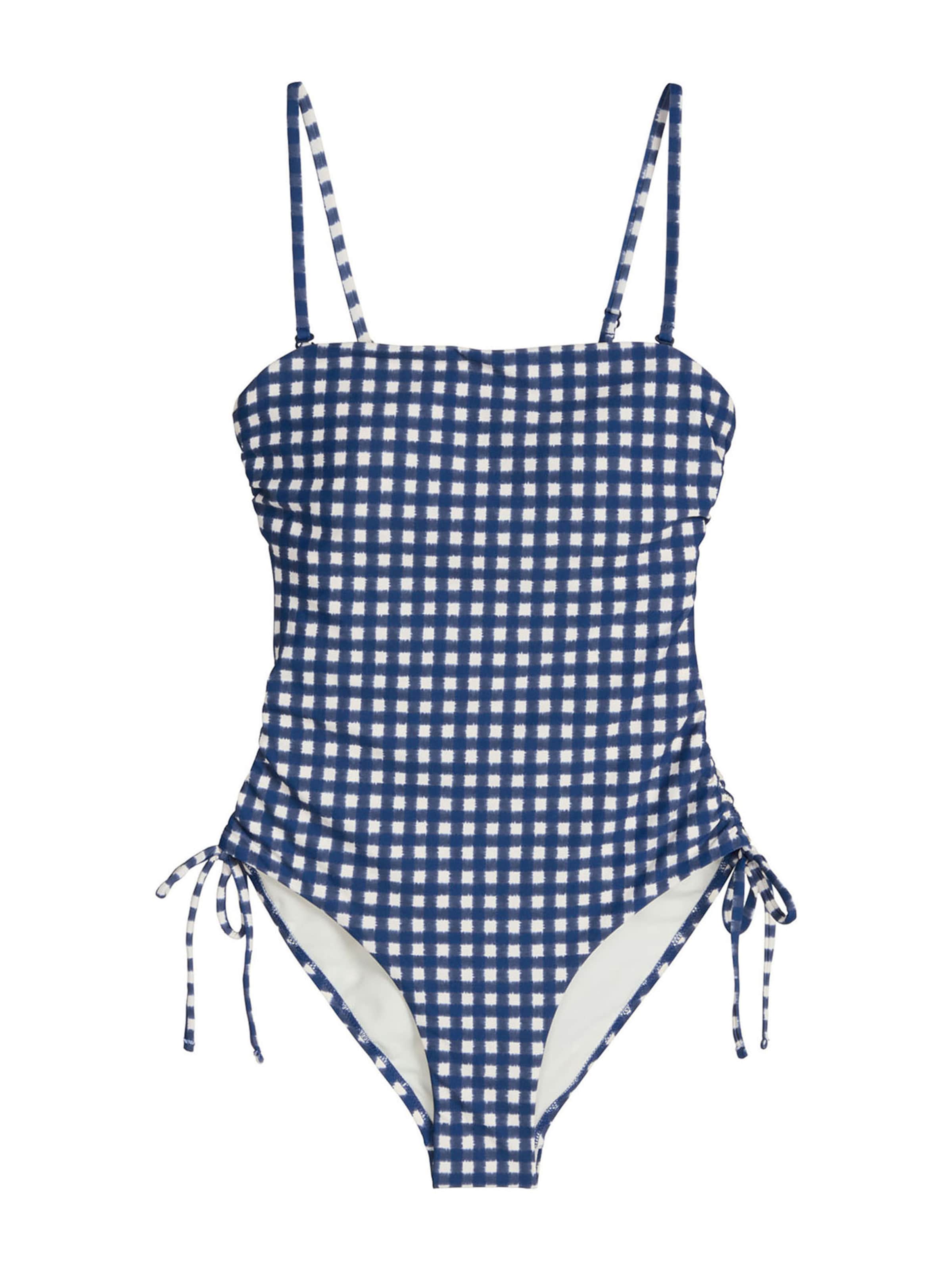 Marc O'Polo Bralette Swimsuit ' Shiny ' in Blue: front