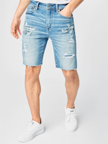 Slimfit Jeans de la American Eagle pe albastru: față