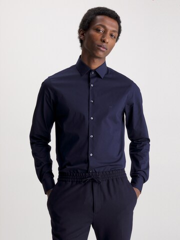 Calvin Klein Slim fit Button Up Shirt in Blue: front
