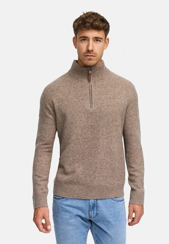 INDICODE JEANS Sweater 'INTrax' in Brown: front