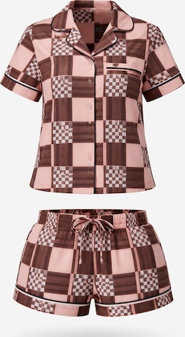 LEAFLETIC Shorty 'Leafletic Women’s Check Night Wear Short Set for Women' in Pink: Vorderseite
