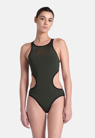 ARENA Bralette Swimsuit 'ONE BIGLOGO' in Green: front