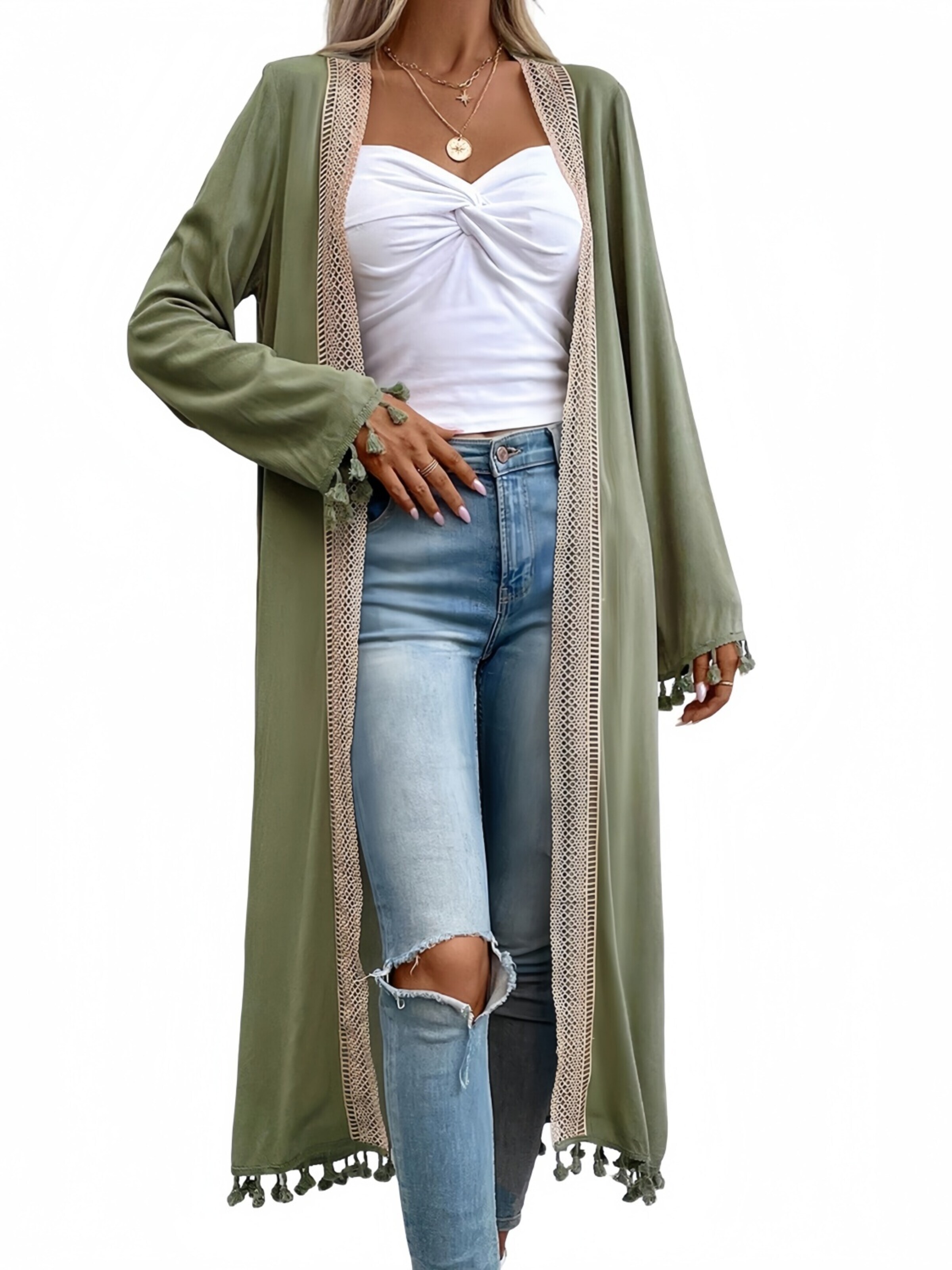 Yesfashion Knit cardigan in Green