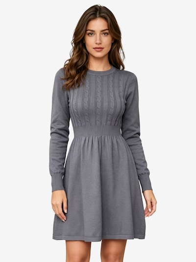 KoJooin Strickkleid 'Strickkleid Damen Winter Langarm Rundhals Midikleid für Alltag Fest' in S in dunkelgrau, Produktansicht
