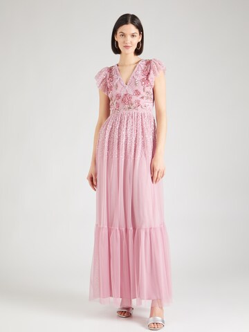 Maya Deluxe Evening Dress in Pink: front