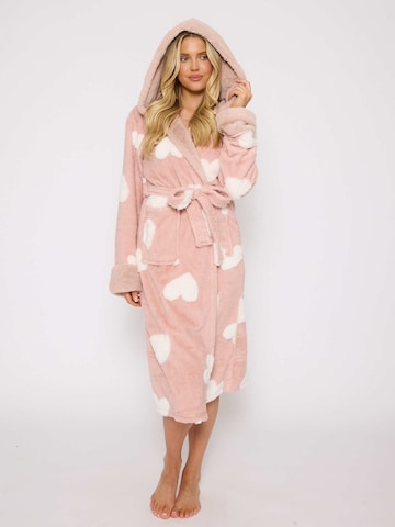 Loungeable Long Bathrobe in Pink: front