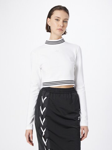 ADIDAS ORIGINALS Футболка 'Long-Sleeve Top With Ribbed Collar And Hem' в Белый: спереди