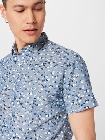JACK & JONES Regular fit Button Up Shirt 'Summer Blackpool' in Blue