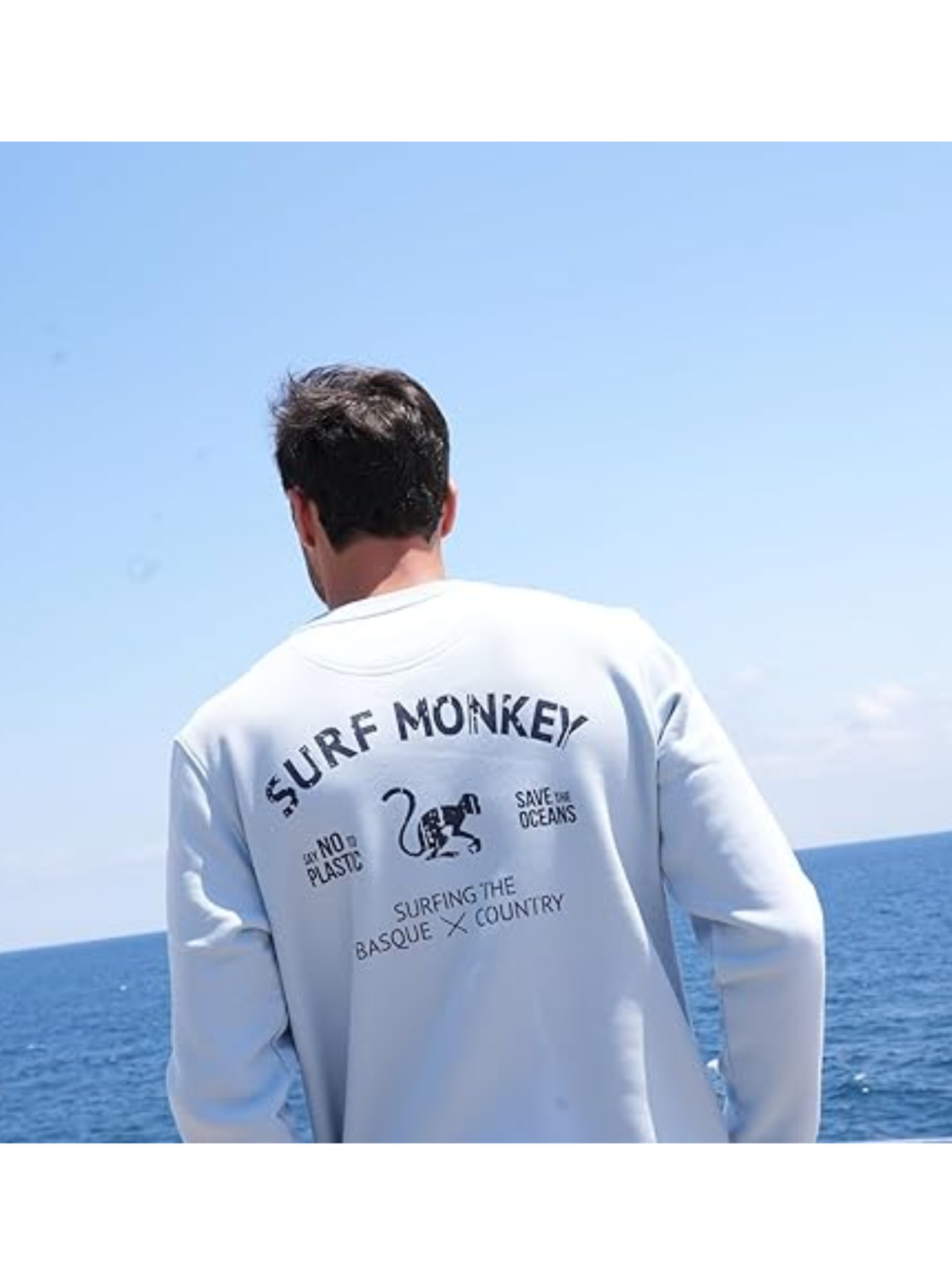 Sweat-shirt 'Rette das Ozean' Surf Monkey en bleu