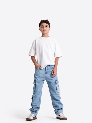 Solang Regular Hose Denim-Cargo-Hose mit Cargotaschen in Blau: Vorderseite