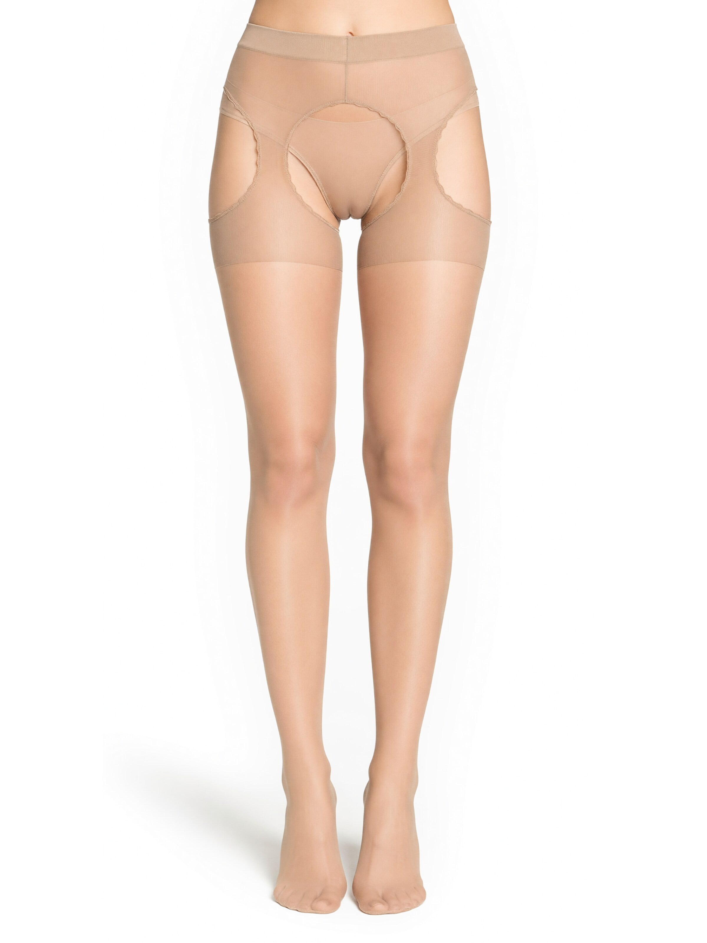 Calzamaglia 'Plaisir Ouvert 20 Strapsstrumpfhose' di GLAMORY in beige: frontale
