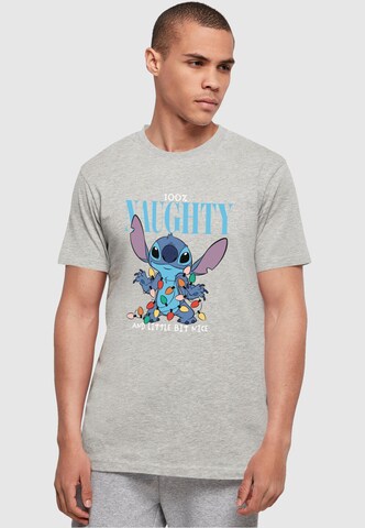 ABSOLUTE CULT Shirt 'Lilo And Stitch - Naughty And Nice' in Grijs: voorkant