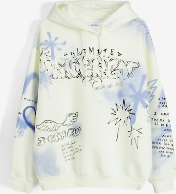 Sweat-shirt Bershka en blanc : devant