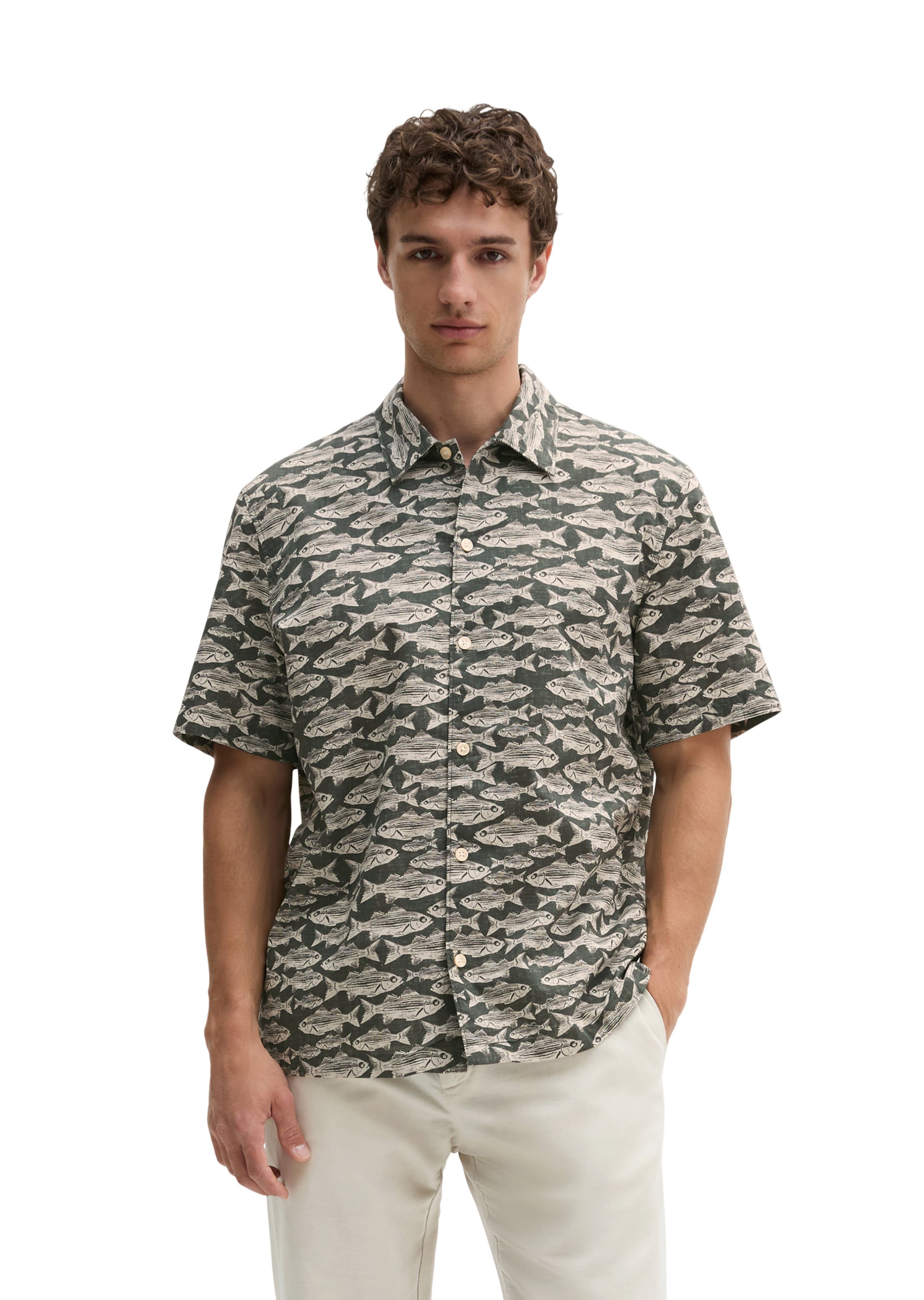 Marc O'Polo Regular Fit Hemd in Grün: Vorderseite