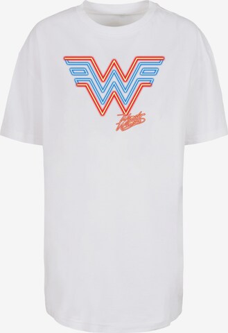 F4NT4STIC Oversized Shirt 'DC Comics Wonder Woman 84 Neon Emblem' in White: front