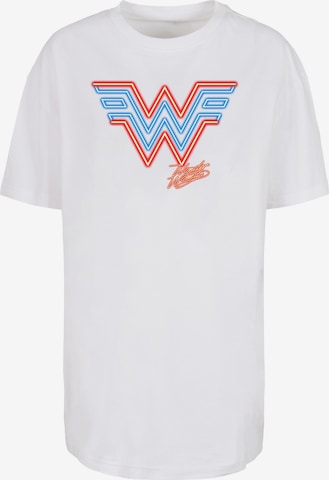 F4NT4STIC Oversized Shirt 'DC Comics Wonder Woman 84 Neon Emblem' in White: front