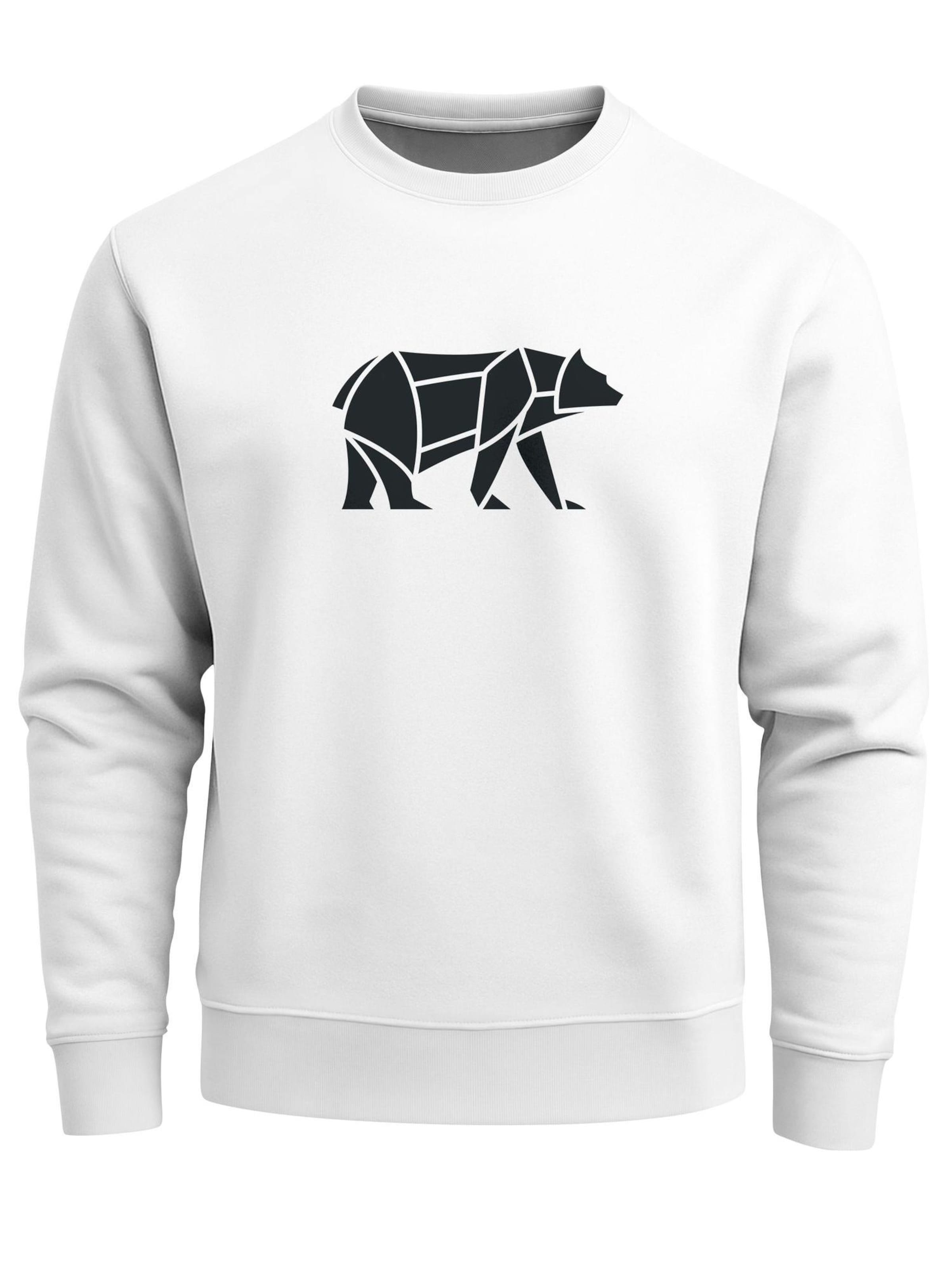 Neverless Sweatshirt 'Bär Lineart Polygon' in White: front