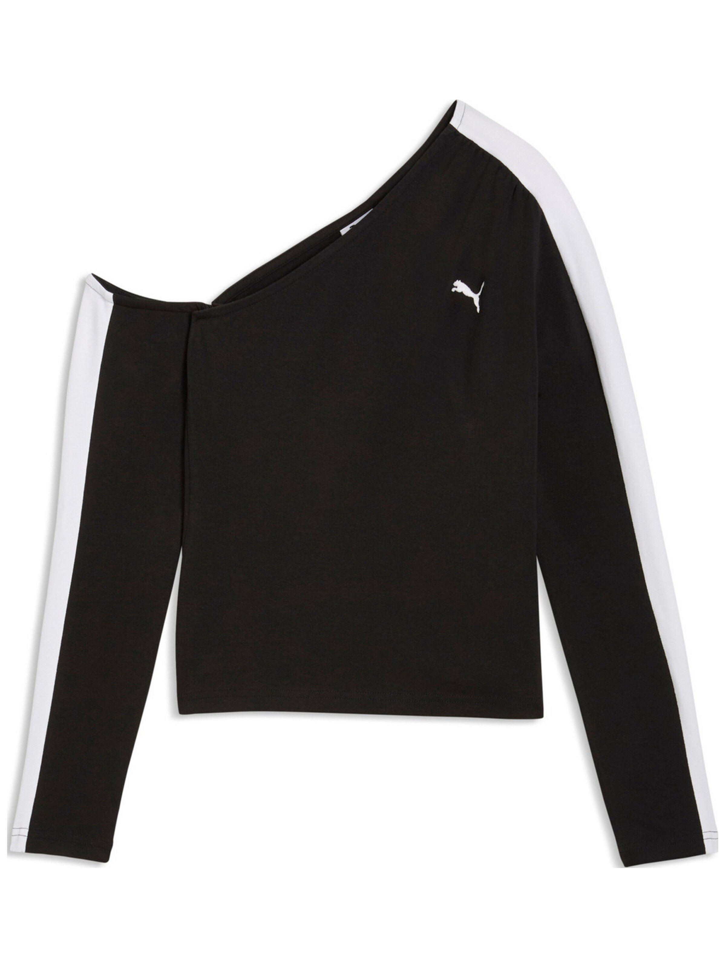 Camicia da donna 'Puma T7 Asymmetric Longsleeve' di PUMA in nero: frontale