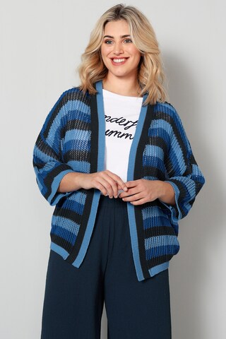 Sara Lindholm Knit Cardigan in Blue: front