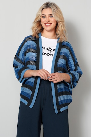 Sara Lindholm Knit Cardigan in Blue: front