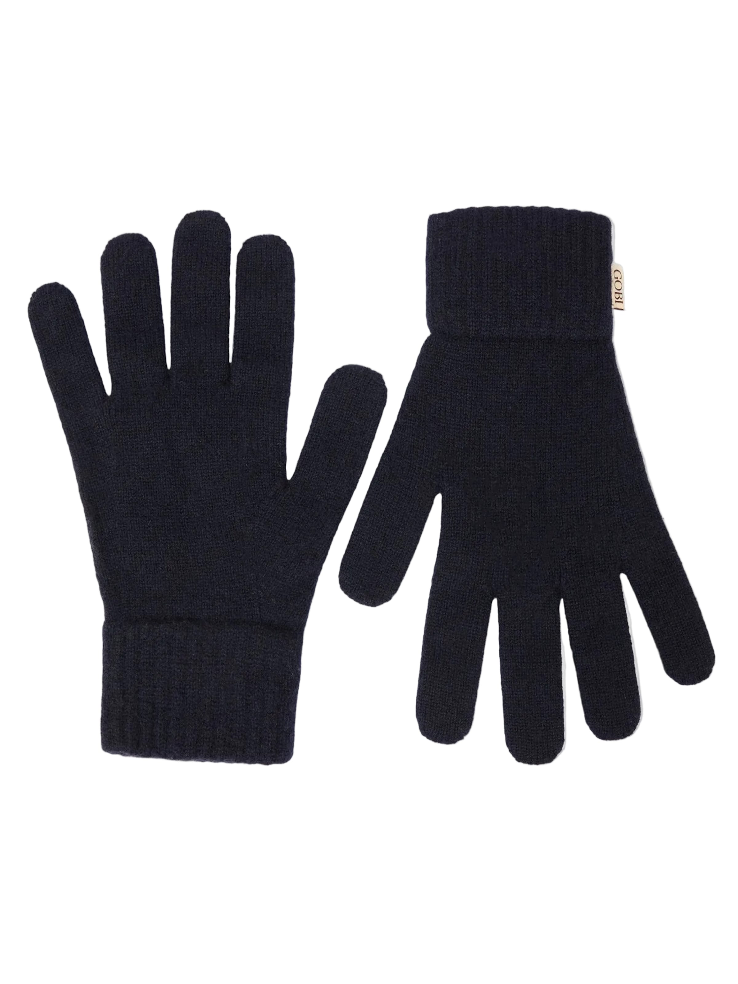 GOBI Cashmere Full Finger Gloves 'Essential Knit Cashmere Gloves' in Black: front