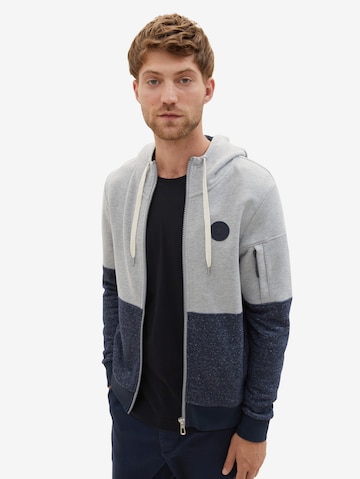 TOM TAILOR Zip-Up Hoodie in Grey