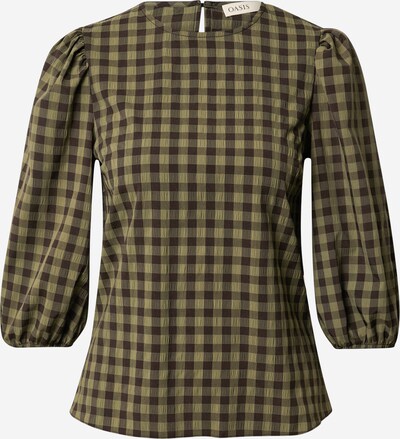 Oasis Bluse 'Gingham' in khaki / schwarz, Produktansicht