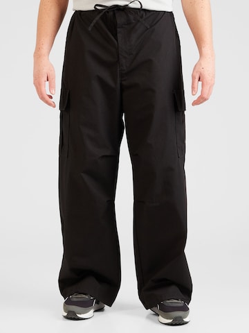 WEEKDAY Wide leg Cargo Pants in Black: front