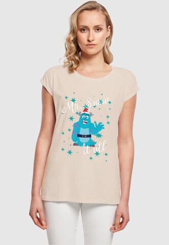 ABSOLUTE CULT T-Shirt 'Disney 100 - Sully Mr Snow It All' in Beige: predná strana
