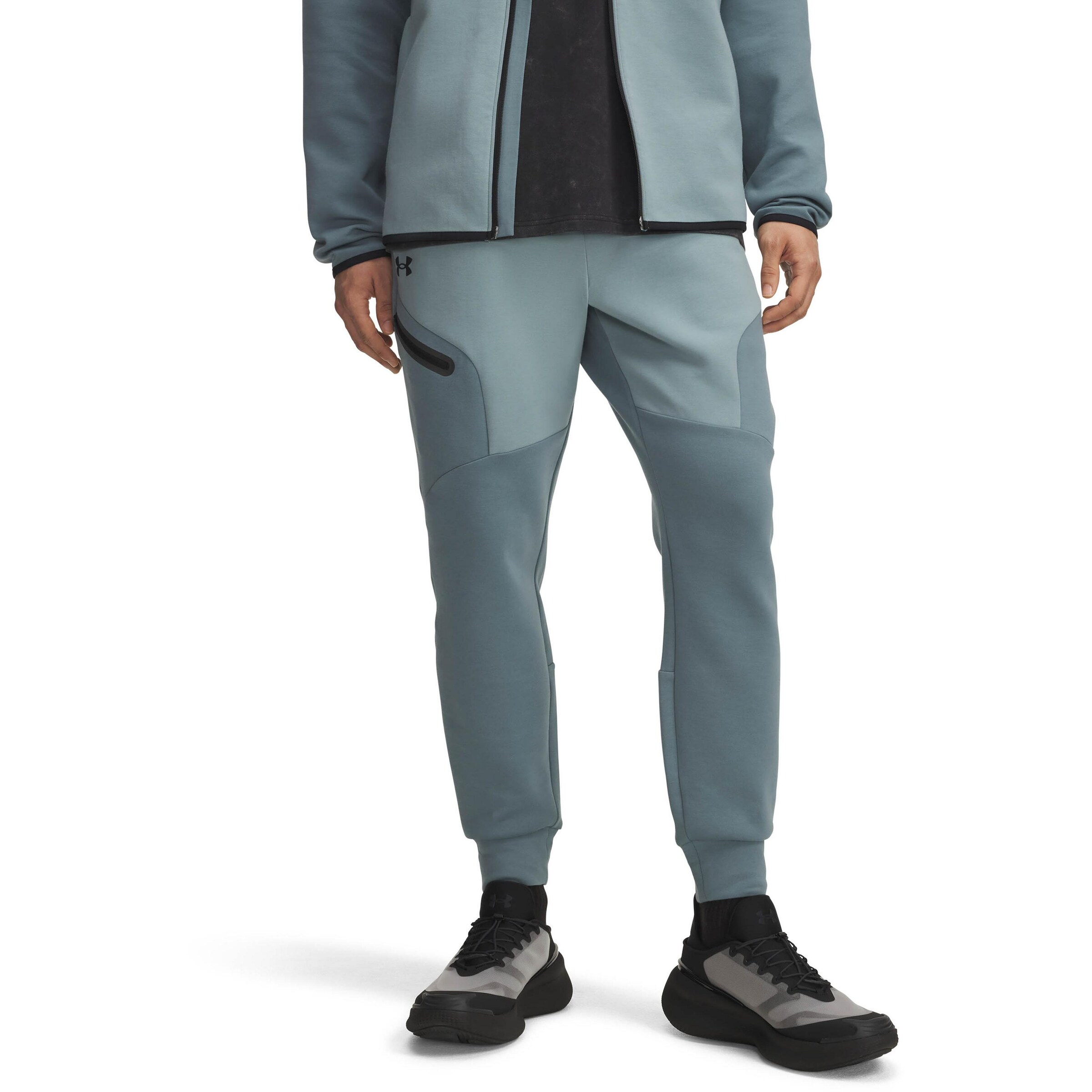 UNDER ARMOUR Tapered Workout Pants 'Unstoppable' in Blue: front