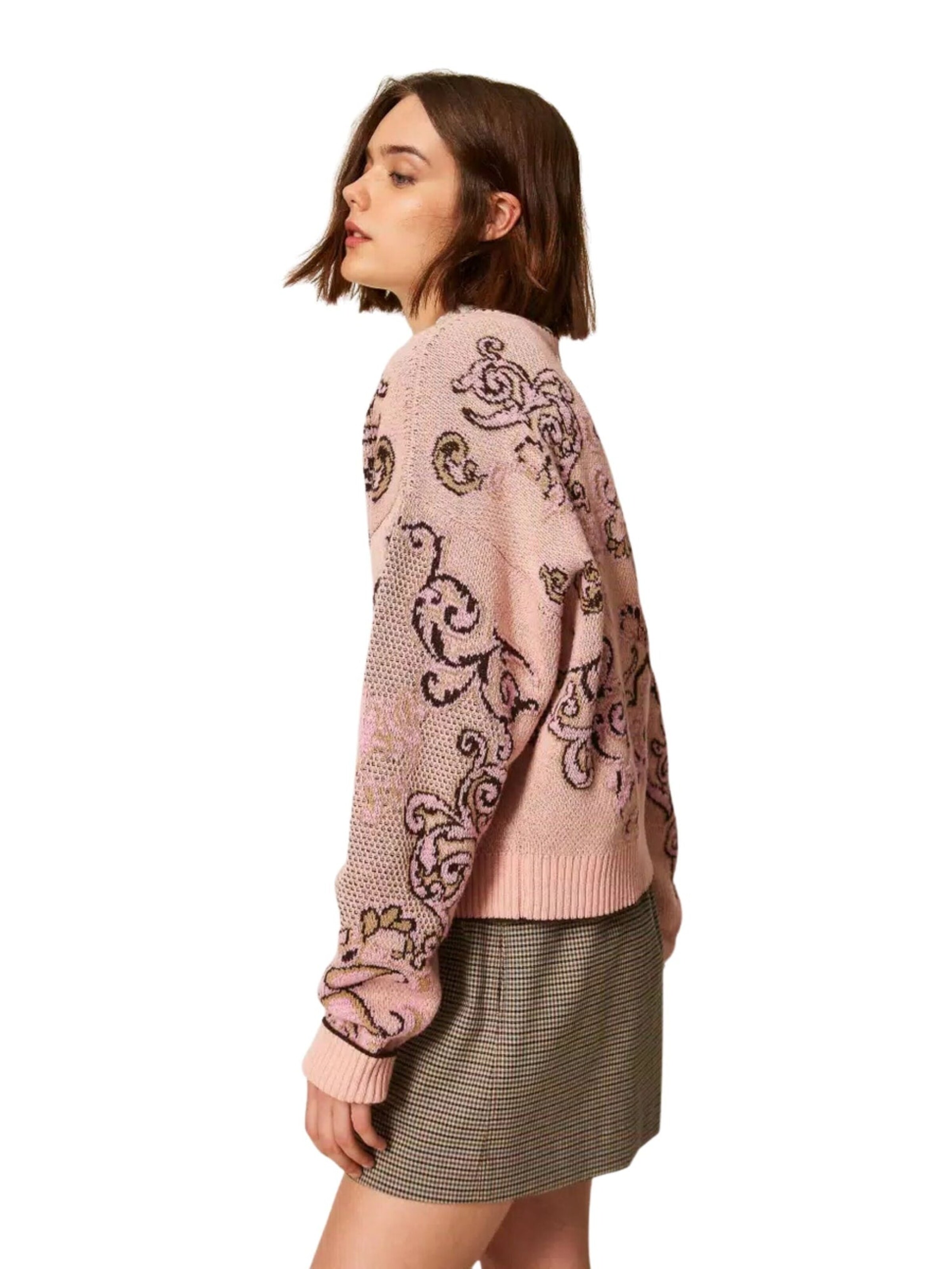 Twinset Pullover 'Jacquard wool blend sweater'‌‌‌‌‌‌‌‌‌‌ in Pink