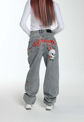 Loosefit Jean 'Blooming Death' Ed Hardy en bleu